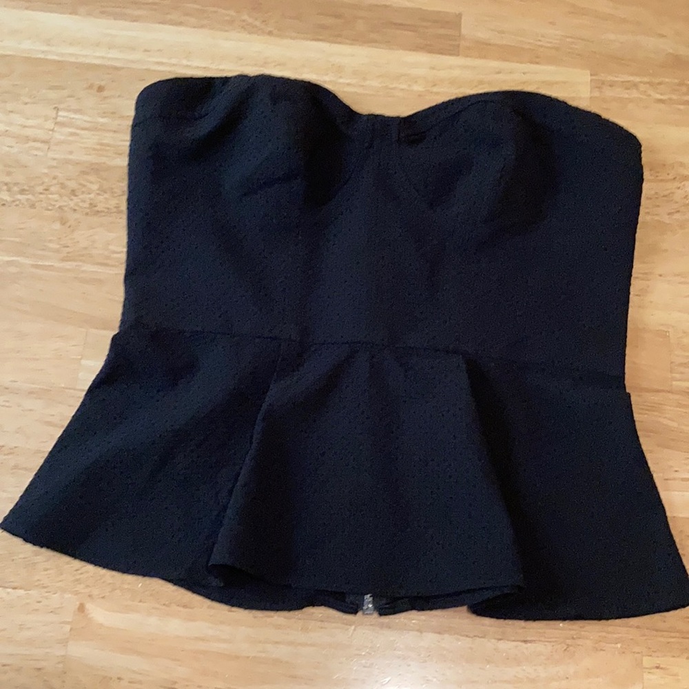 Express Black Strapless Peplum Top